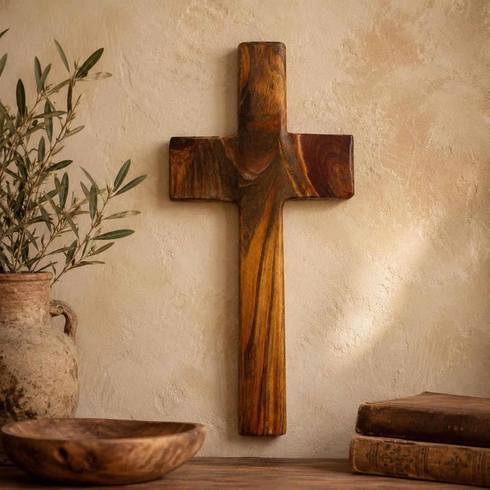 Handcrafted Wood Cross 12 Inch Rustic Wooden Wall Crucifix Christian Decor